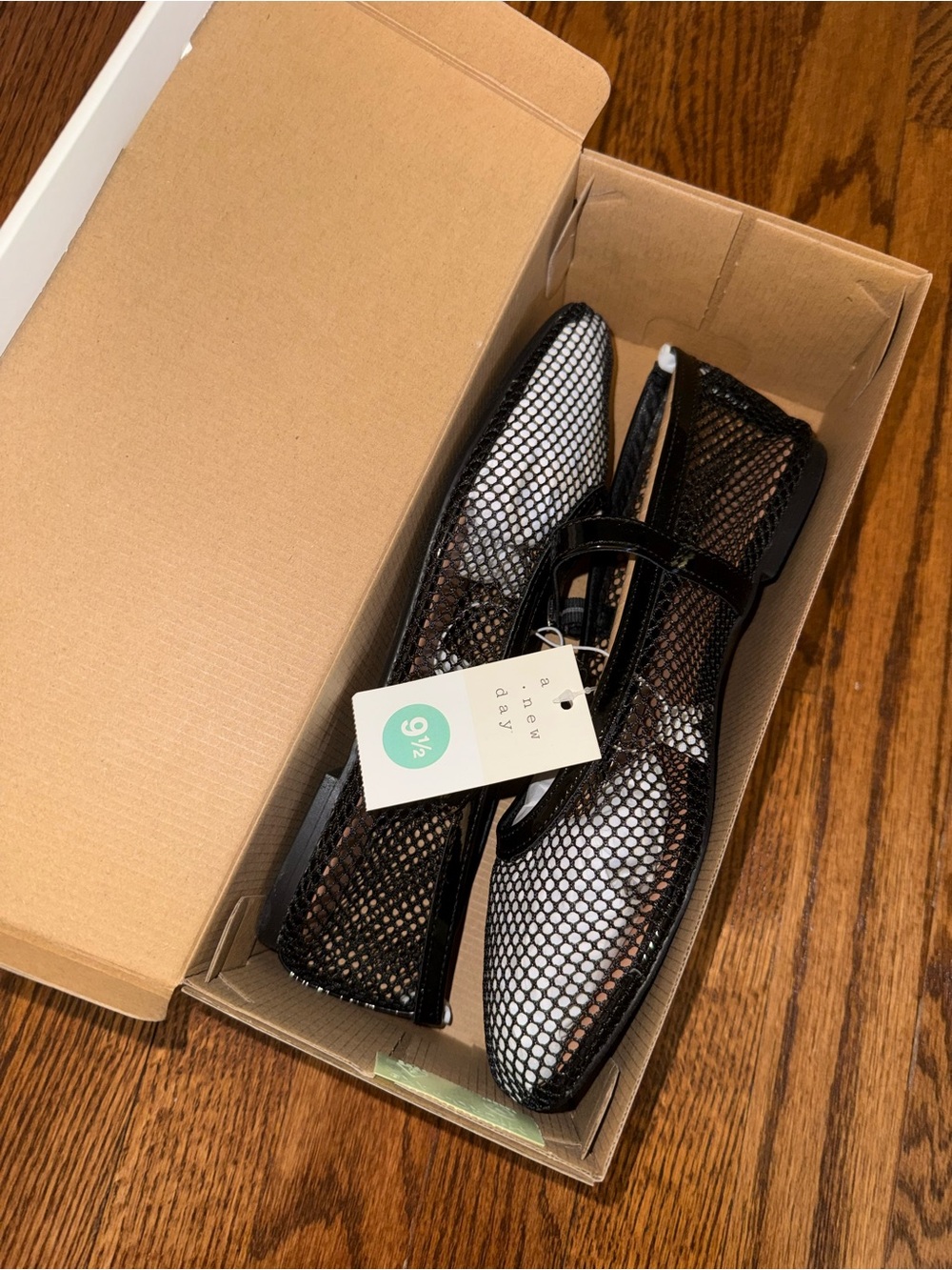 a new day Black Mesh Pointed-Toe Flats